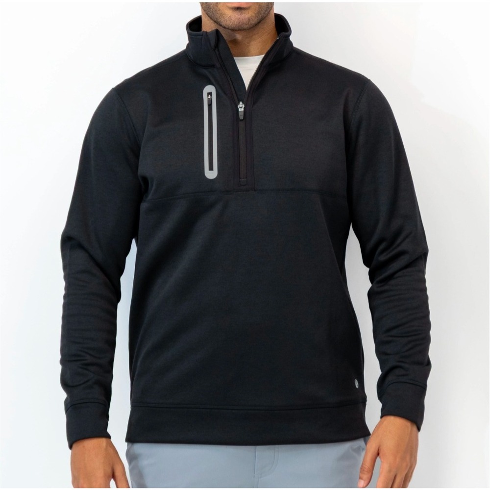 NWT Rhoback Mens Small Knoll Performance Half Zip Pullover Black Golf